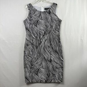 Evan Picone Sheath Dress Black Label Women's 12 Sleeveless Zebra Black White